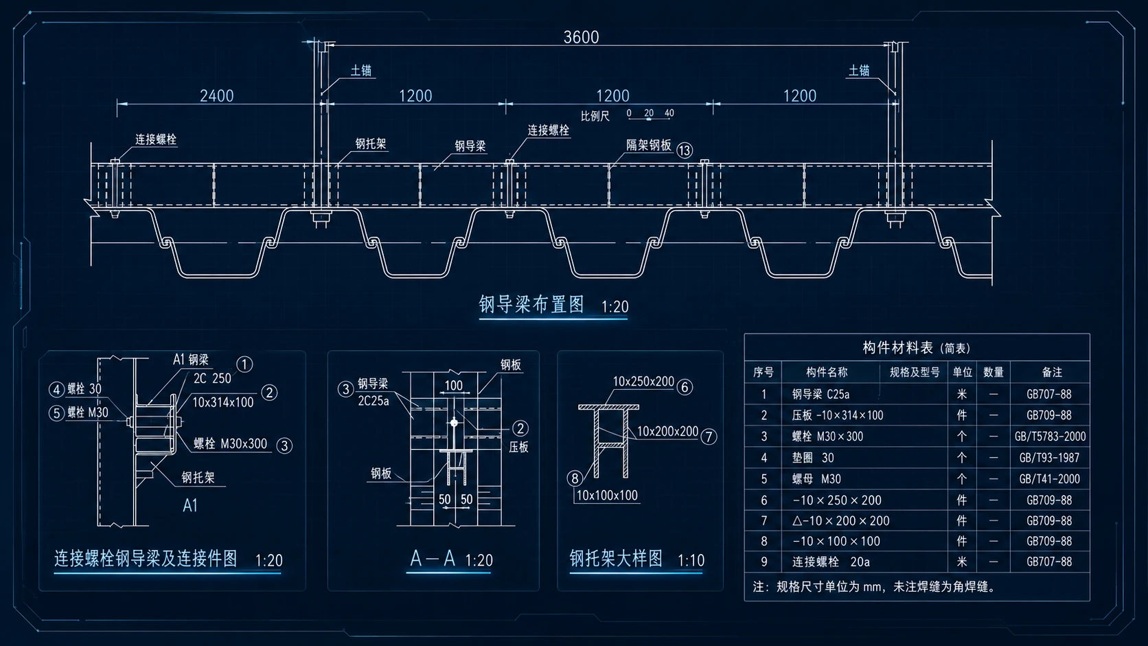 钢板桩钢导梁系统方案总图